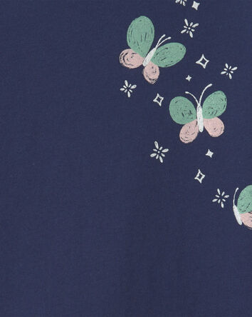 Toddler Girl Butterfly Floral Long-Sleeve Graphic Tee - Navy Blue, 