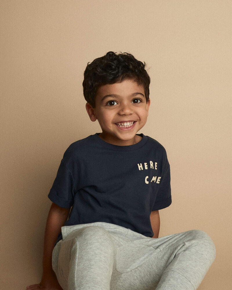 Tout-petit - T-shirt &agrave; manches roul&eacute;s &laquo;Here I Come&raquo; - Bleu marine, image 3 sur 5 diapositives