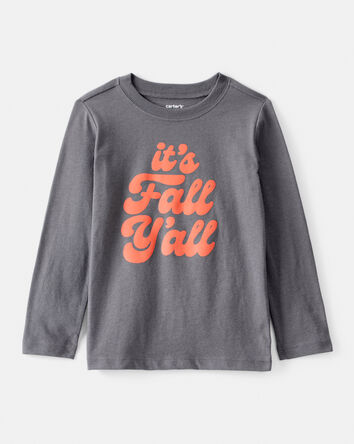 Tout-petit garçon - T-shirt graphique à manches longues Its Fall Y'all - Gris, 