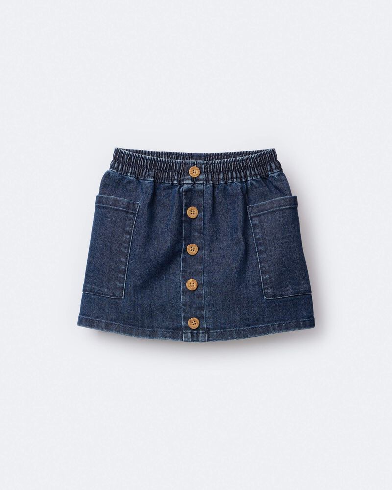 Toddler Girl Denim Skirt with Otter Pockets - Blue, image 5 of 6 slides