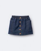 Toddler Girl Denim Skirt with Otter Pockets - Blue, image 5 of 6 slides