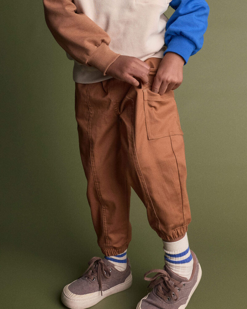 Toddler Front-Seam Joggers - Brown, image 1 of 6 slides
