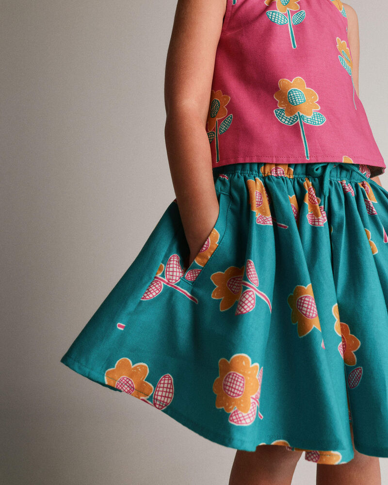 Toddler Girl Avenue Twirl&trade; Mini Skirt in Floral Print - Teal, image 4 of 5 slides
