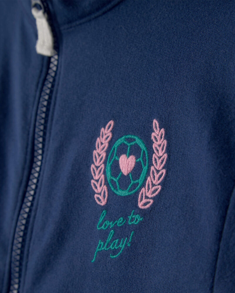 Tout-petit fille - Blouson style universitaire en jersey bouclette avec fermeture &agrave; glissi&egrave;re &ndash; Bleu, image 2 sur 3 diapositives