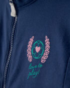 Tout-petit fille - Blouson style universitaire en jersey bouclette avec fermeture &agrave; glissi&egrave;re &ndash; Bleu, image 2 sur 3 diapositives