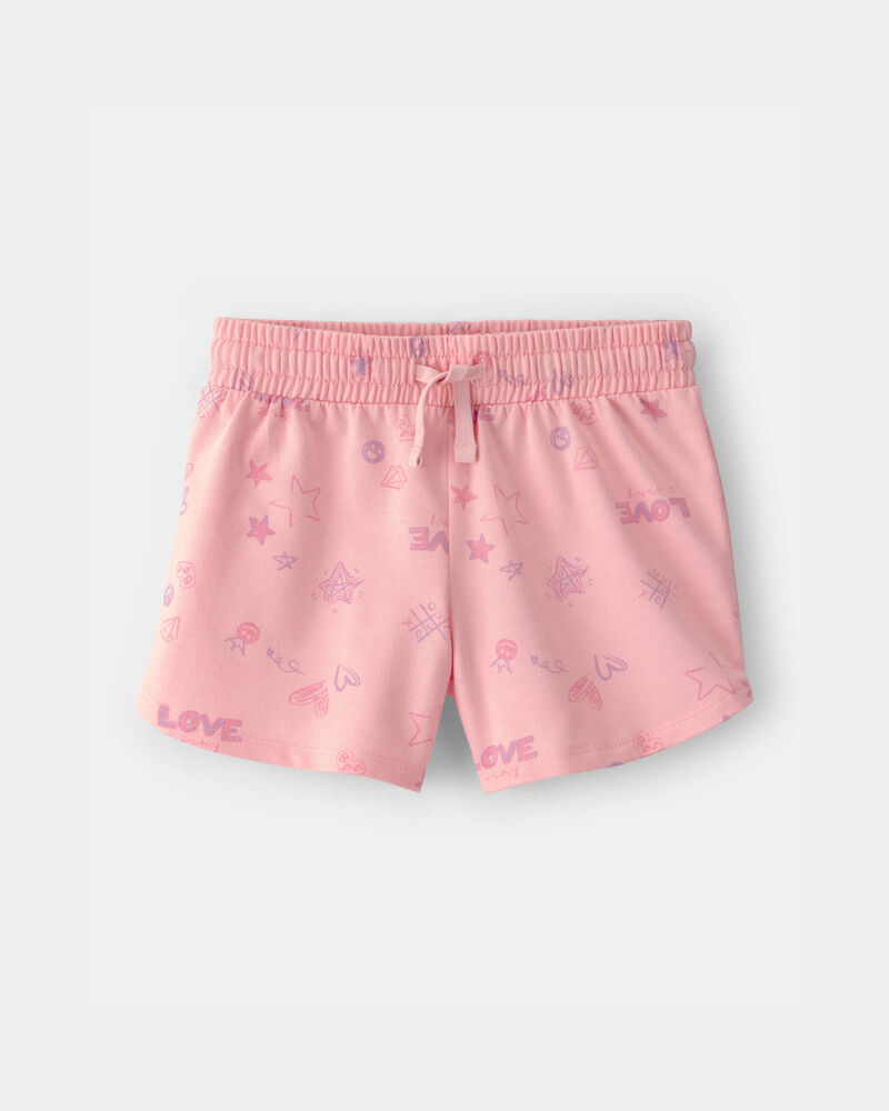 Girls Star French Terry Shorts - Pink, image 1 of 4 slides