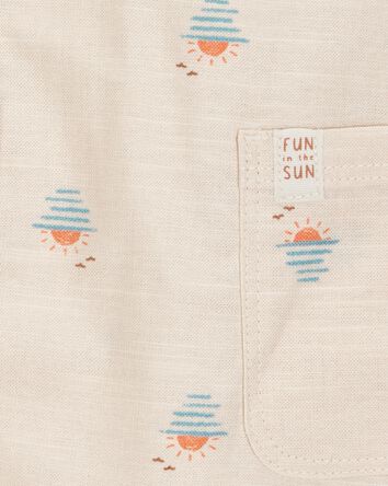 Baby Button-Front Sunset Print Sleeveless Romper, 