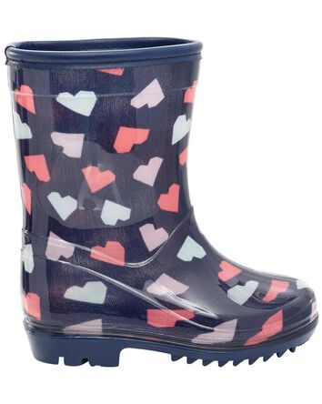 Heart Print Rain Boots, 