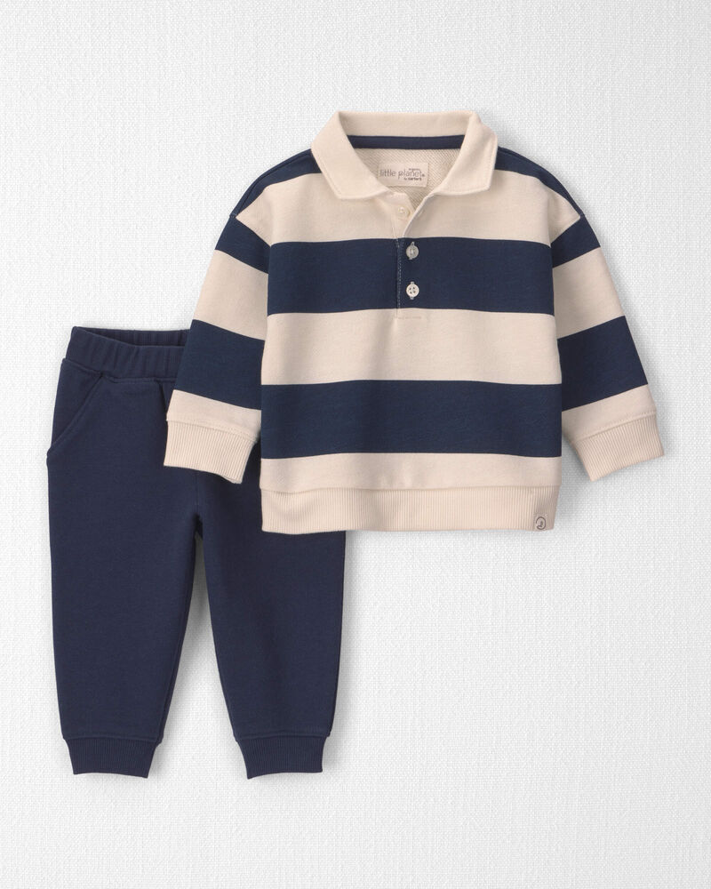 Baby Boy 2-Piece Organic Cotton French Terry Top & Pant Set, image 1 of 5 slides