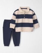 Baby Boy 2-Piece Organic Cotton French Terry Top & Pant Set, image 1 of 5 slides