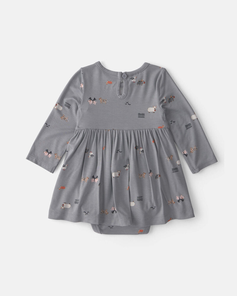Baby Girl Halloween PurelySoft&trade; Long-Sleeve Bodysuit Dress - Grey, image 2 of 6 slides