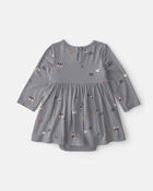 Baby Girl Halloween PurelySoft&trade; Long-Sleeve Bodysuit Dress - Grey, image 2 of 6 slides