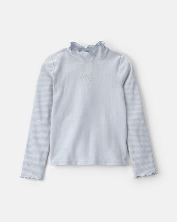 Girls Snowflake Long-Sleeve Mock-Neck Top - Grey, 