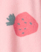 Toddler Girl 1-Piece Strawberry Fleece Footie Pyjamas, image 2 of 3 slides