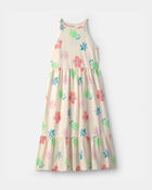 Filles - Robe longue sans manches &agrave; motif de fleurs tropicales - Ivoire, image 1 sur 3 diapositives