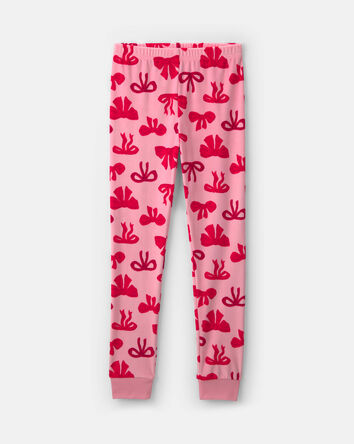 Girls 2-Piece Bows DreamPlush Snug Fit Pyjama Set - Pink, 
