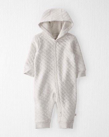 Baby Quilted Double Knit Hooded Jumpsuit Made with Organic Cotton, 