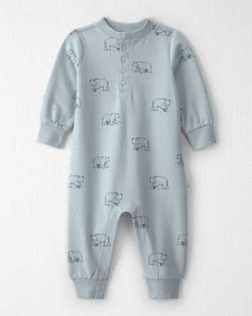B&eacute;b&eacute; - Combinaison en jersey bouclette de coton biologique &agrave; motif Oursons bleus, 