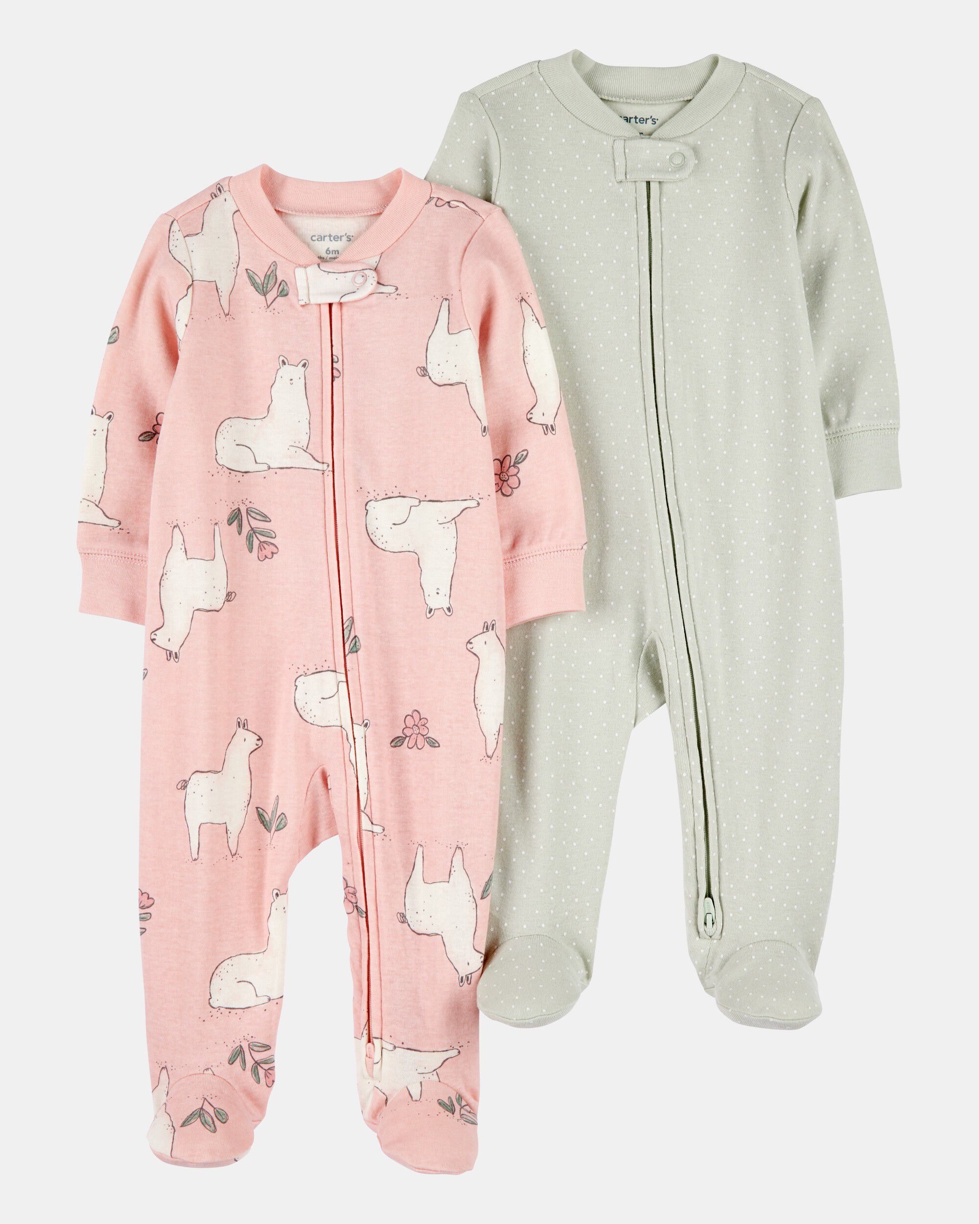Baby Girl 2-Pack 2-Way Zip Cotton Sleeper | Carter's Oshkosh Canada