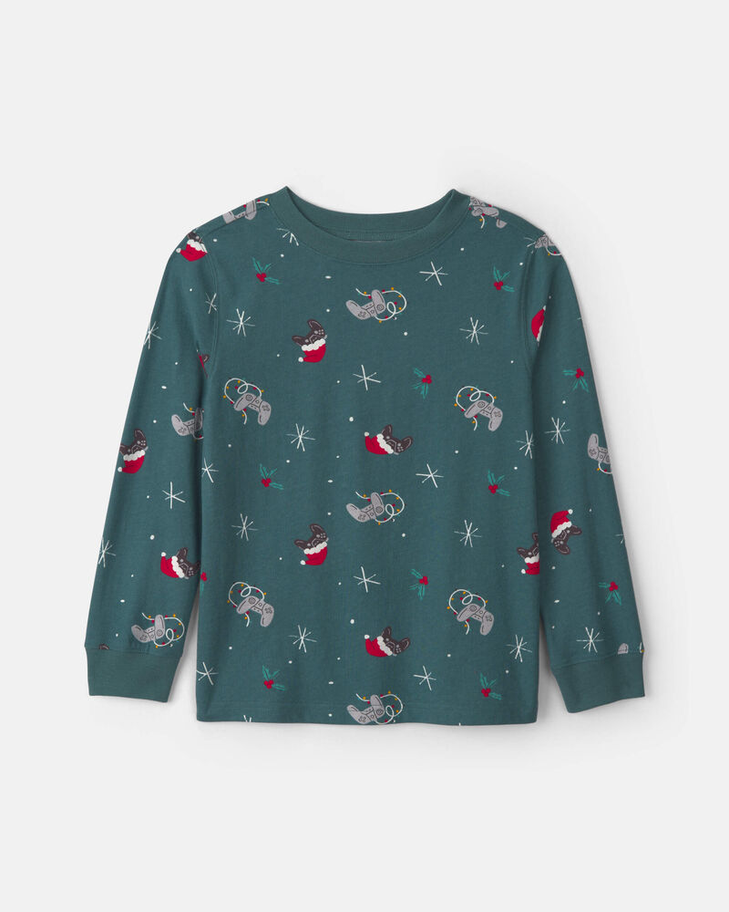Boys Christmas Gaming Long-Sleeve Tee - Green, image 1 of 3 slides