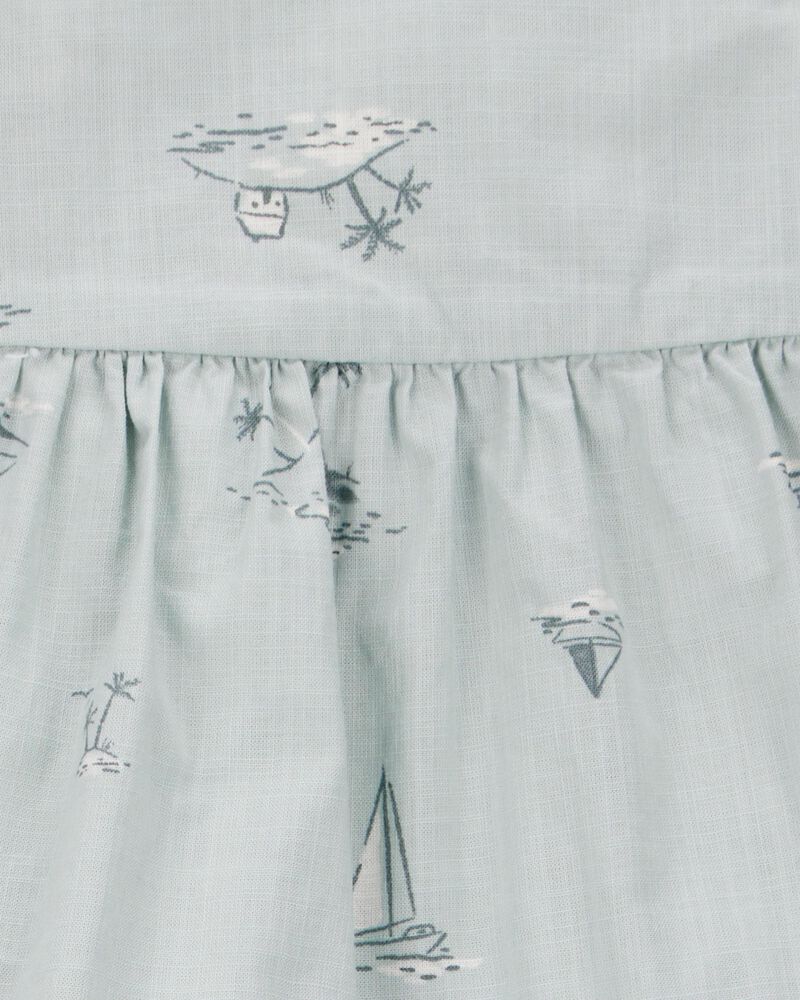 Baby 2-Piece Flutter Tank & Pull-On Short Set - Blue/White, image 3 of 4 slides