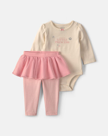 B&eacute;b&eacute; fille - Ensemble 2 pi&egrave;ces cache-couche manches longues &laquo;Daddy's Little Princess&raquo; et pantalon en tulle &ndash; Rose/Cr&egrave;me, 
