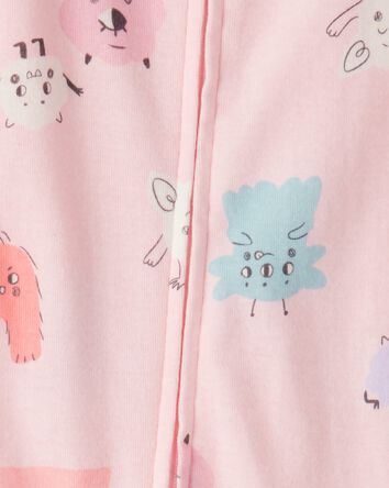 Tout-petit fille - Pyjama une pi&egrave;ce ajust&eacute; Monster 100 % coton - Rose, 
