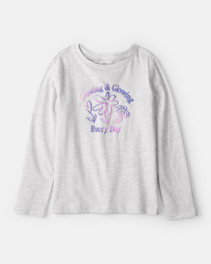 Girls Growing & Glowing Long-Sleeve Graphic Tee - Grey, image 1 of 4 slides