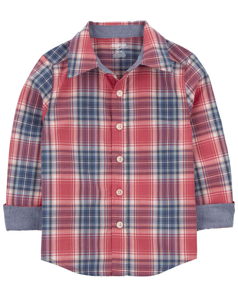 Toddler Plaid Button-Front Shirt, image 1 of 4 slides