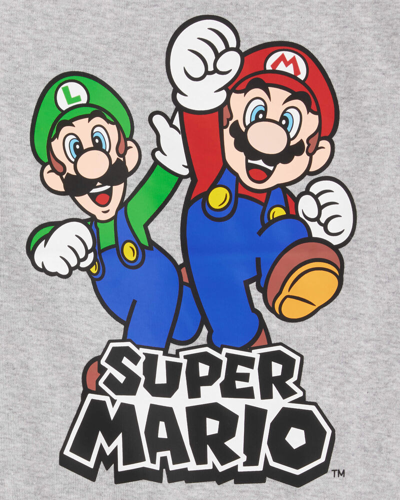 Kid Super Mario Snug Fit Cotton 2-Piece Pyjamas - Heather, image 2 of 3 slides