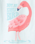 Girls Flamingo 100% Cotton Short-Sleeve Snug Fit 4-Piece pyjama Set - Pink/Blue, image 2 of 5 slides