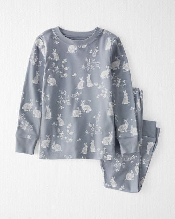 Toddler Bunny Print Easter Organic Cotton 2-Piece Pyjamas, 