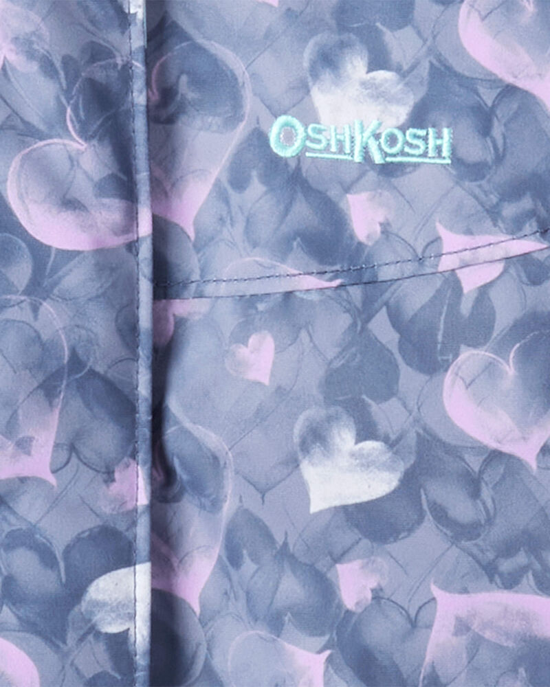 Girls 2-Piece Taslan Heart Print Snowsuit Set - Indigo, image 6 of 13 slides