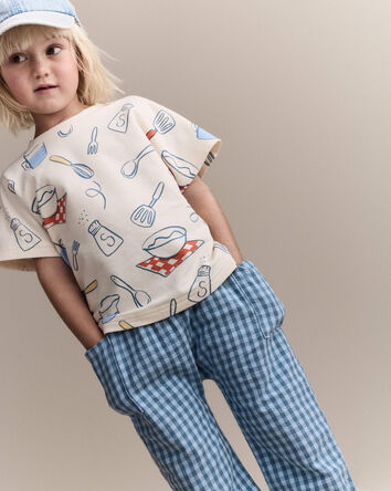 Toddler Dolman Tee in Baking Print - Cream, 