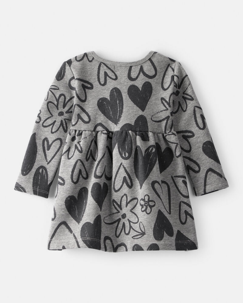 Baby Girl DayDream Fleece Heart Knit Dress - Grey, image 2 of 4 slides