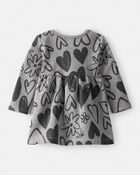 Baby Girl DayDream Fleece Heart Knit Dress - Grey, image 2 of 4 slides