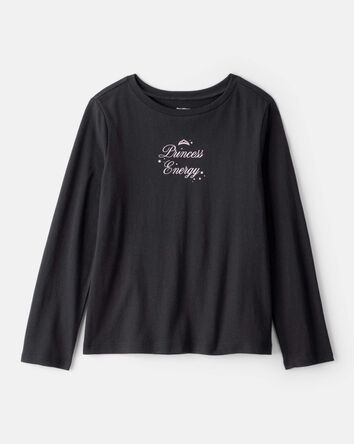 Filles - T-shirt &agrave; imprim&eacute; &agrave; manches longues, princesse - Noir, 