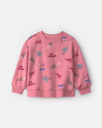 Toddler Girl School Spirit French Terry Pullover Sweatshirt - Pink, 