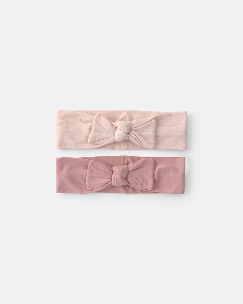 B&eacute;b&eacute; fille - Emballage de 2 bandeaux &agrave; n&oelig;ud PurelySoft - Rose, image 1 sur 2 diapositives