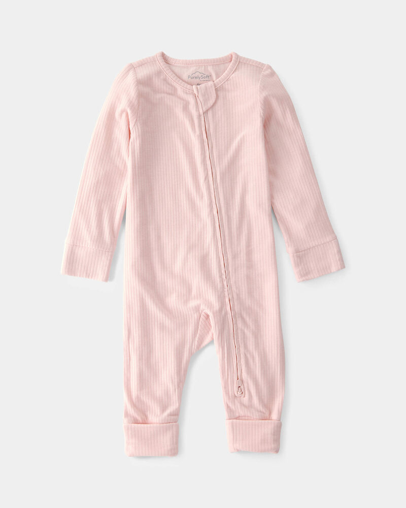 Baby Girl 2-Way Zip PurelySoft Sleeper - Light Pink, image 1 of 8 slides
