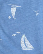 Toddler Boy 2-Piece Sailboat Top & Short Set - Blue, image 2 of 3 slides
