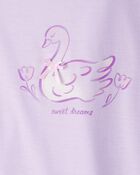 Girls Swan Floral Loose Fit Night Gown - Purple/White, image 3 of 5 slides