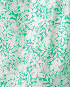 Filles - Ensemble 2 pi&egrave;ces haut sans manches et jupe-short &agrave; fleurs - Vert/Ivoire, image 4 sur 4 diapositives