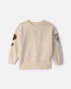 Boys Logo Patch French Terry Pullover Sweatshirt - Cream, image 1 of 5 slides