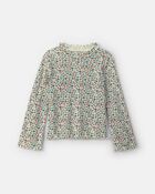 Girls Floral Long-Sleeve Mockneck Top, image 1 of 4 slides