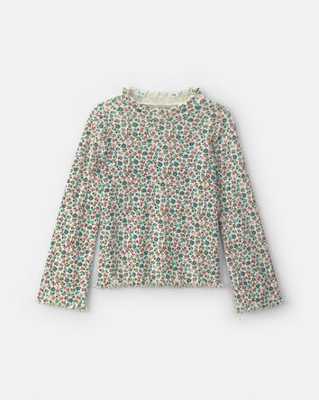 Girls Floral Long-Sleeve Mockneck Top, 