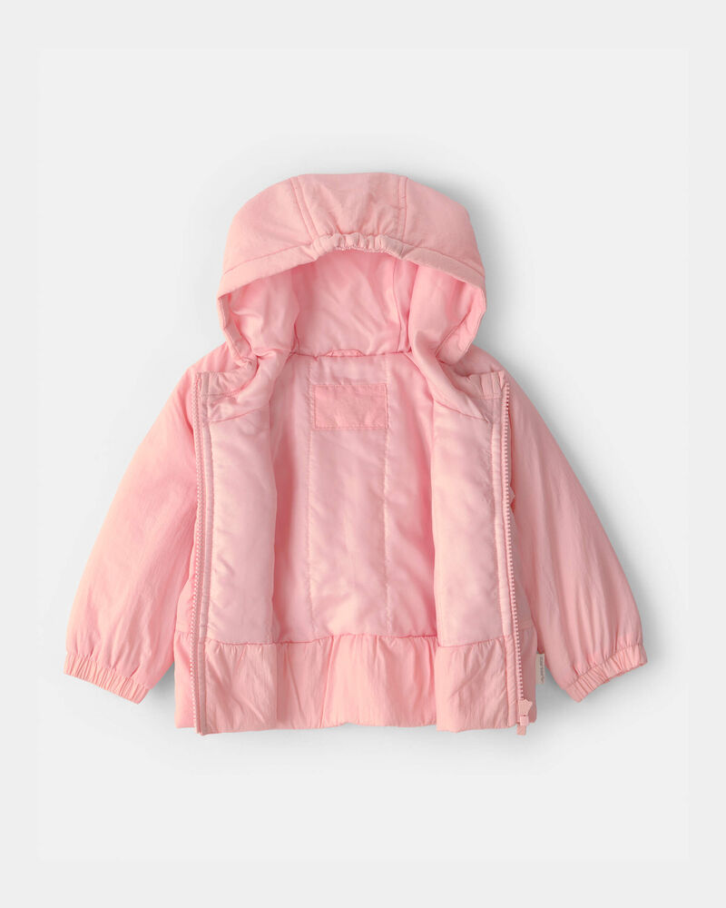 Baby Girl Mid Weight Pink Peplum Jacket- Pink, image 2 of 3 slides