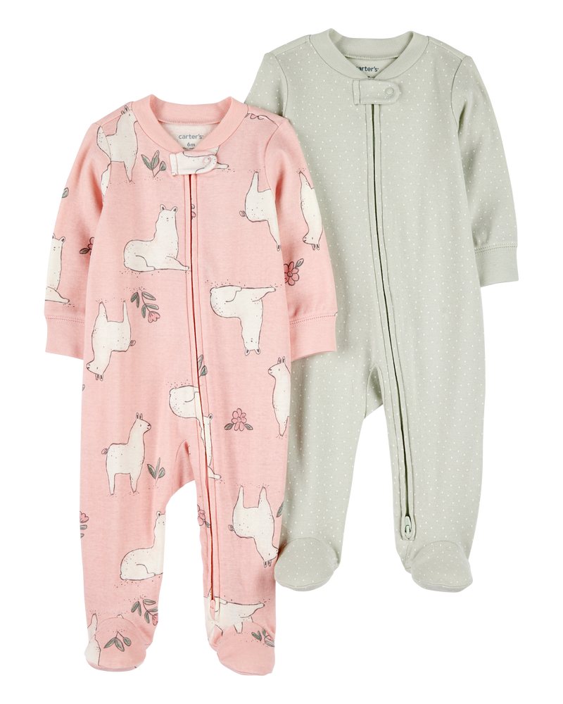 Baby 2-Pack 2-Way Zip Cotton Sleeper, image 1 of 4 slides