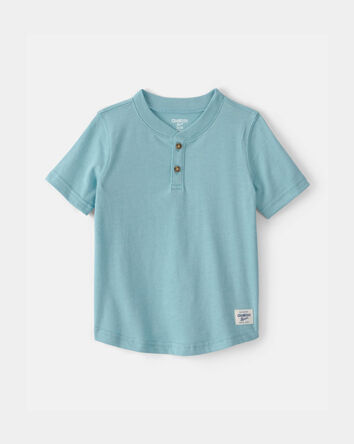Tout-petit gar&ccedil;on - T-shirt &agrave; col henley &agrave; manches courtes - Turquoise, 