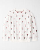 Girls Organic Cotton Sweater Knit in Wildflower Maze Print, image 1 of 4 slides